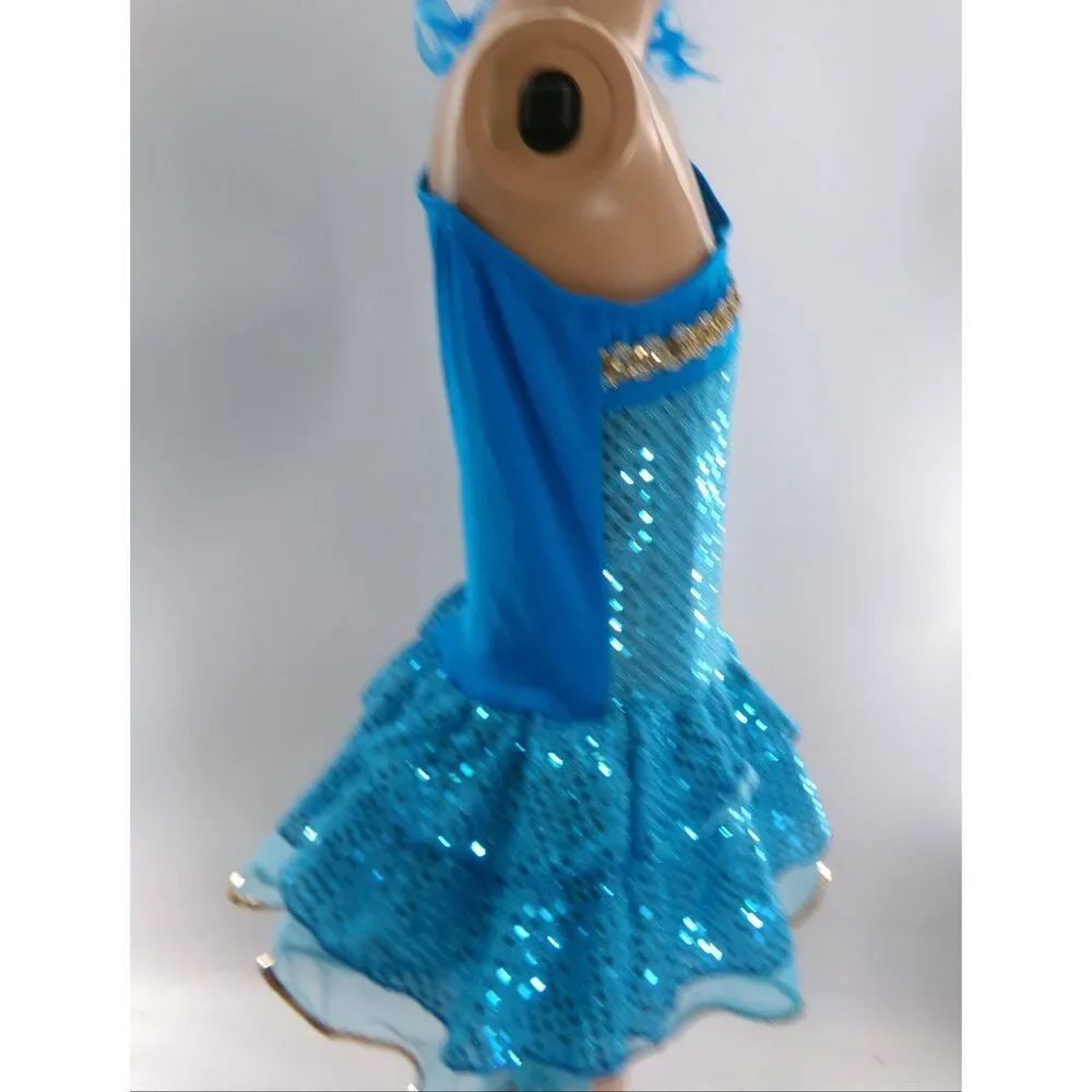 Pre-Owned Dance Costume Dance Galaxy Medium Child Turquoise Vintage Jazz Tap Mu